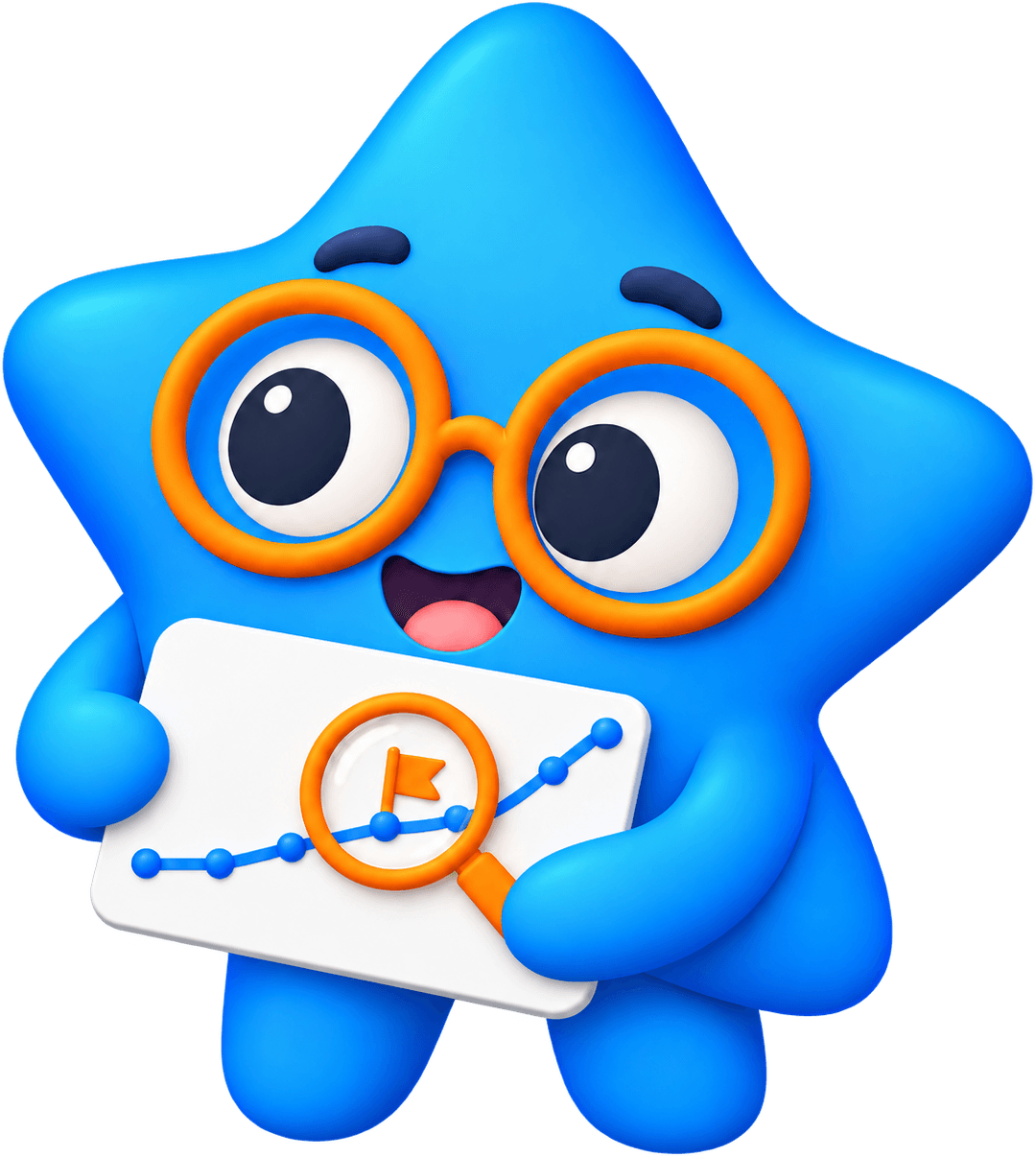Blu olhando o gráfico com uma lupa