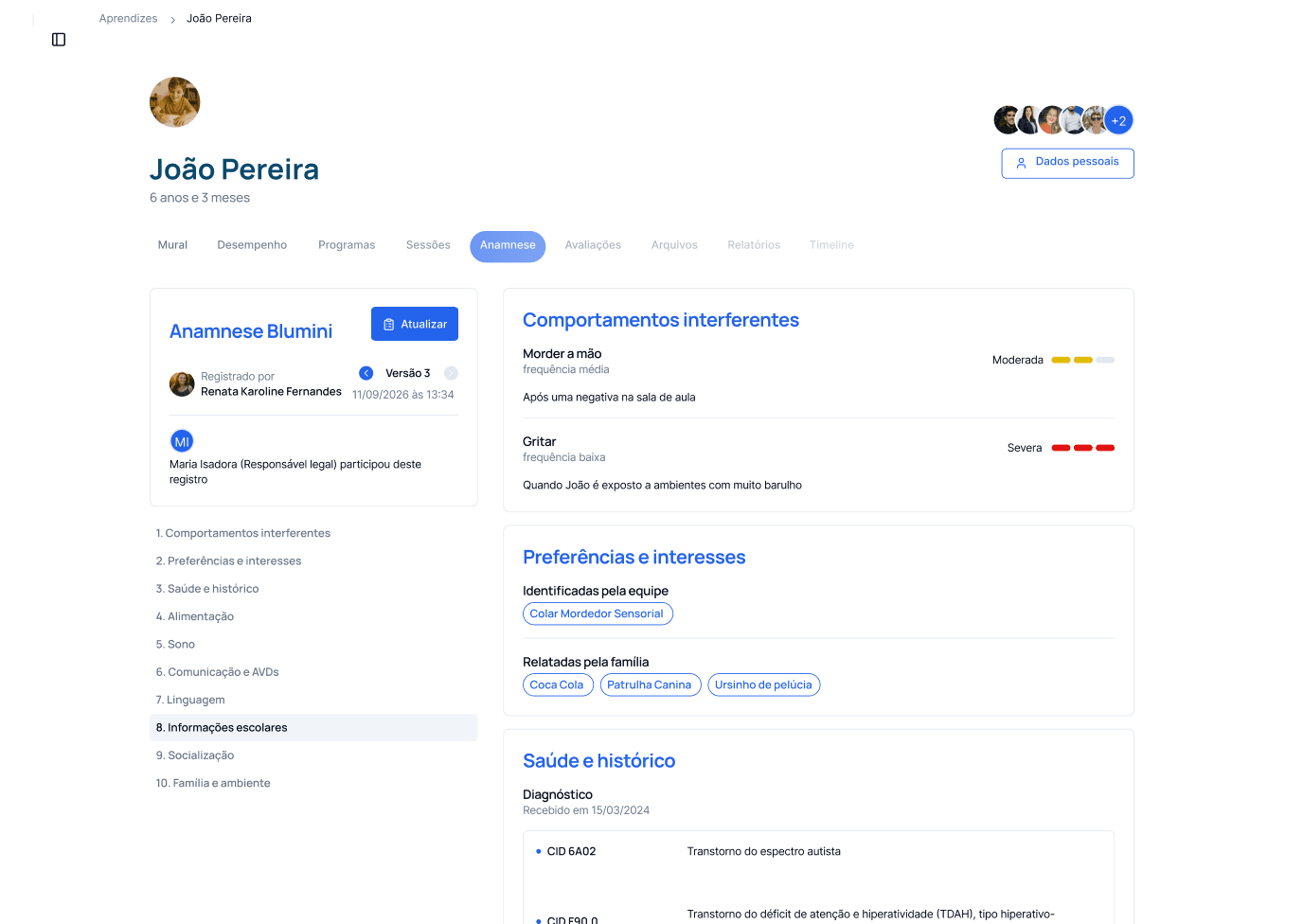 Anamnese do aprendiz