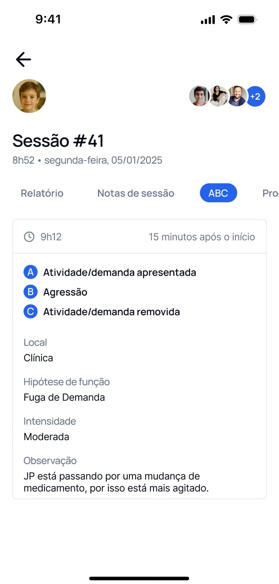 Registro ABC no aplicativo