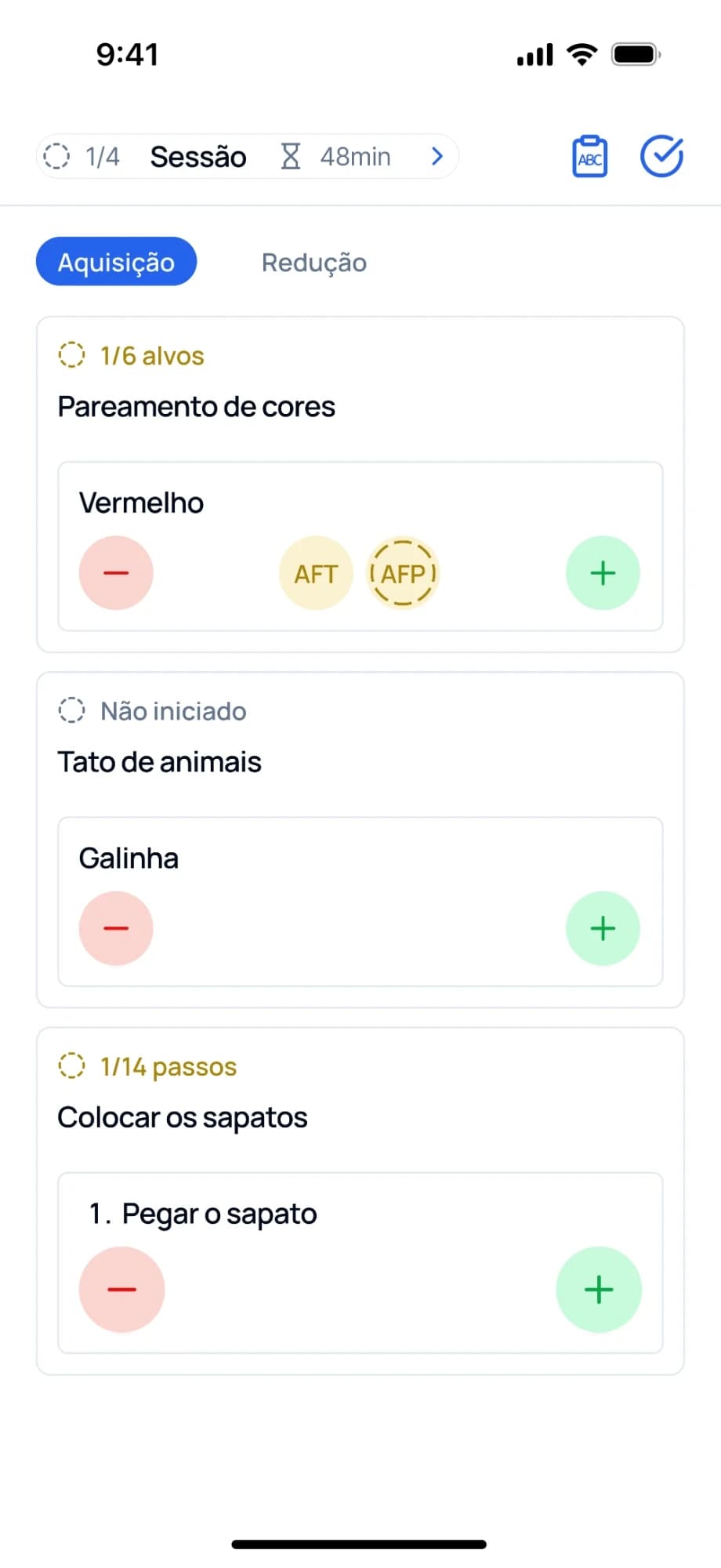Programas de aquisição durante a sessão